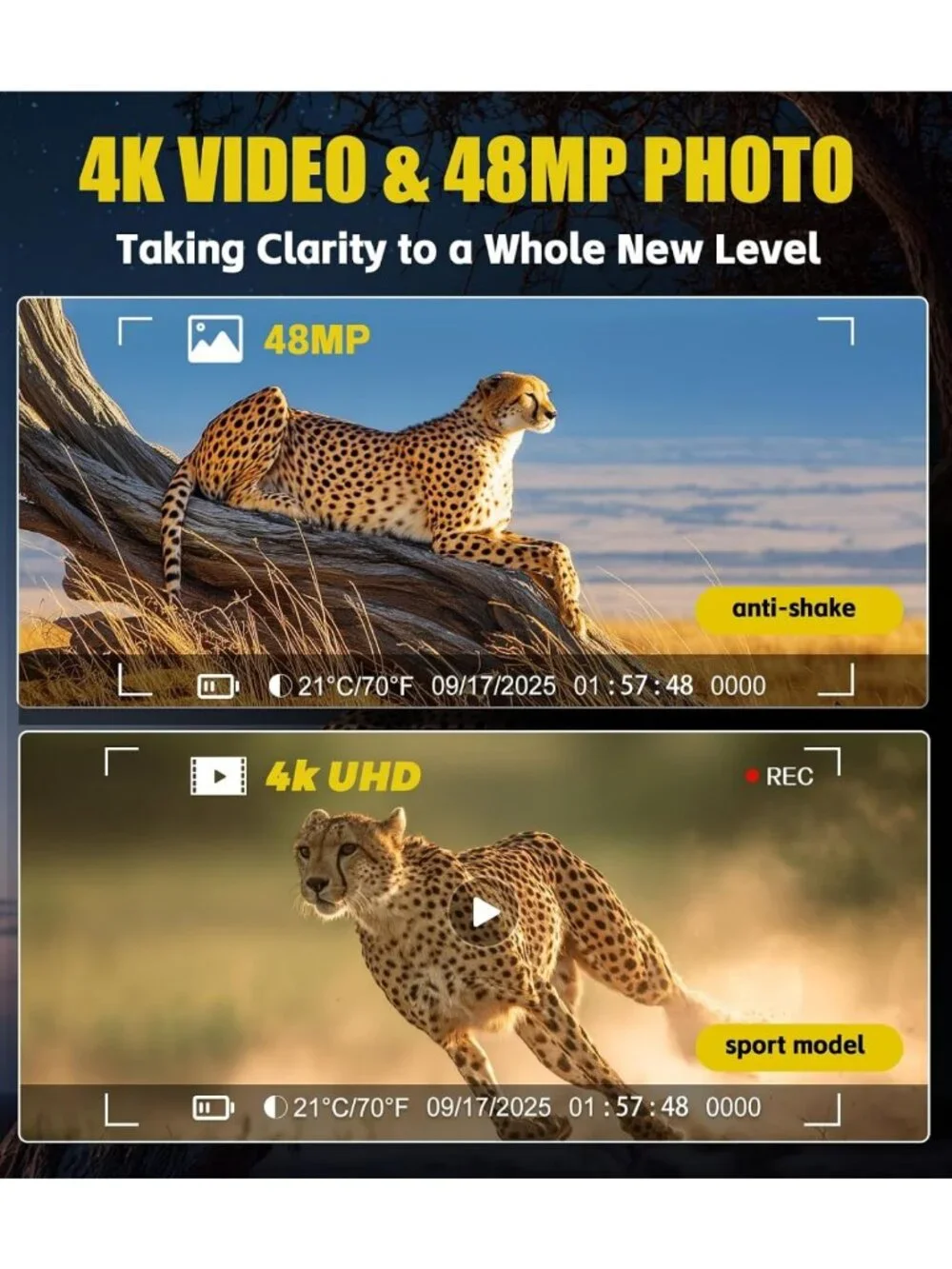 4K Night Vision Binoculars with 8X Zoom, 48MP, HD Screen & 32GB Card - Ideal for